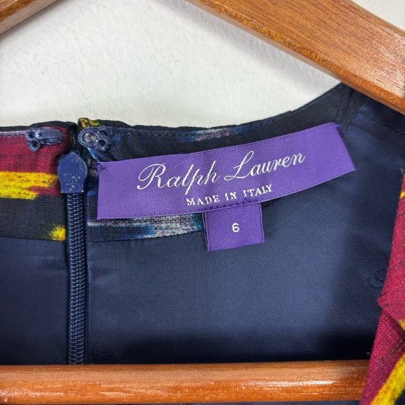 Ralph Lauren Vilgot Ikat-Print Evening Dress Womens 6 Purple Label Made in Italy - Picture 7 of 16